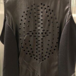 Faux leather black top S